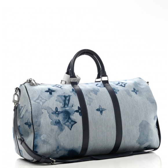 Louis Vuitton Limited Edition Denim Bandolier Keepall 50 hickory watercolor line - Picture 2 of 12